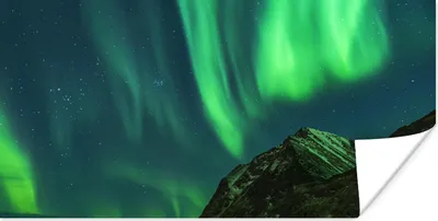 Produktbild von MuchoWow® Poster Island - Nordlicht - Sternenhimmel 40x20 cm - Poster für die Wand - Poster Schlafzimmer