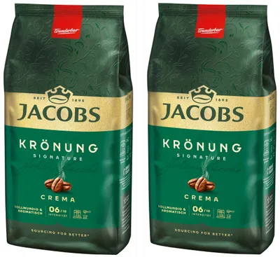 Produktbild von JACOBS Kaffeebohnen Krönung Crema  2 x 1 kg ganze Kaffee Bohnen geröstet Röstung