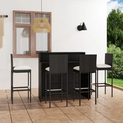 Produktbild von "2026 Promotion" 5-tlg. Gartenbar-Set mit Kissen - Schwarz - Gartenmöbelset CC3708