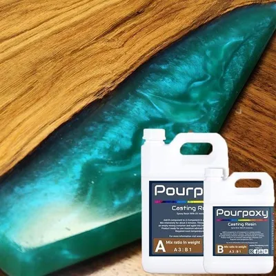 Obrázok produktu pre Epoxidová živica Epoxidová živica na odlievanie univerzálna | 1 KG | Odlievanie do 5 cm | Pourpoxy | Krištáľovo číra | Epoxidová živica | Obsahuje UV blokátor