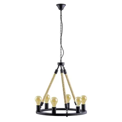 Produktbild von EGLO Pendelleuchte Findlay, 6 flammiger Kronleuchter Vintage, Industrial, Hängelampe, Esstischlampe, Wohnzimmerlampe hängend mit E27