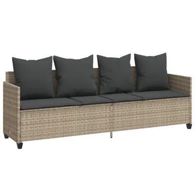 Produktbild von Sonnenliege mit Kissen Hellgrau Poly Rattan