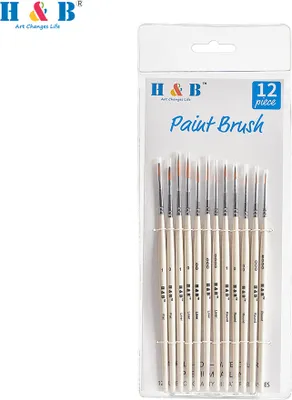 Produktbild von H & B Detail Pinsel Set Miniatur Nylon Haar Pinsel für feine Detaillierung Acryl / Aquarell / Gouache / Pigment / Öl Kunst Malerei, 12Pcs / Set