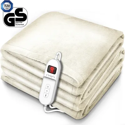 Produktbild von elektrická deka sinnlein® plush 200 x 180 cm béžová SÜD GS testovaná | elektrická vyhrievacia deka s automatickým vypnutím | plyšová deka | funkcia časovača | 9 nastavení teploty | možnosť prania do 40 °C | digitálny displej