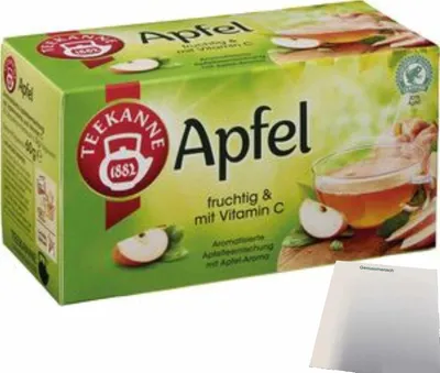 Produktbild von Teekanne Fruchtiger Apfel 20 Teebeutel (60g Packung) + usy Block