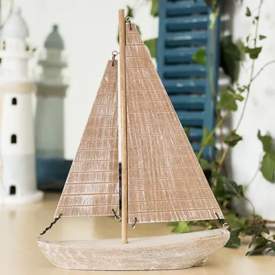 Produktbild von Dekorativer Einmaster, Segelschiff zur maritimen Gestaltung, Yolle aus MDF