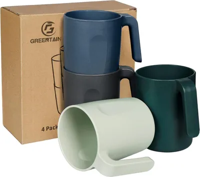 Produktbild von Greentainer Tasse ohne Melamin, 4er Kaffeetassen, 450ml, spülmaschinenfest