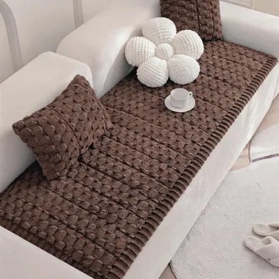 Obrázok produktu pre Hrubý poťah na pohovku pre 2/3/4-sedovú pohovku - Prateľný a protišmykový ochranný tmavohnedý 70 x 150 cm
