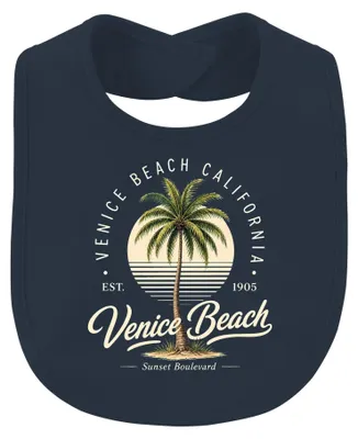 Produktbild von Venice Beach California Sunset Boulevard Palme Retro Vintage USA Baby Lätzchen, Navy