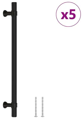 Zdjęcie produktu dla vidaXL Uchwyty meblowe 5 szt. czarne 192 mm stal nierdzewna