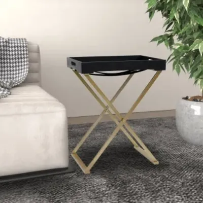 Produktbild von BEI CLORIS Klapptisch Golden und Schwarz 48x34x61 cm MDF - Konsolentische Neu3731789 1parcel