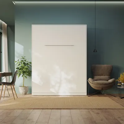 Produktbild von Schrankbett 160cm Vertikal  Komfort Lattenrost SMARTBett Weiss ohne Matratze 160x200cm