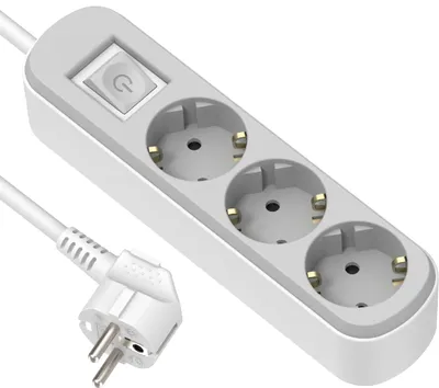 Produktbild von Electraline 62177 Steckdosenleiste 3-Fach mit Schalter, Kabel 3m / Mehrfachsteck