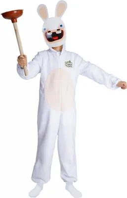 Produktbild von Raving Rabbids™-Kostüm für Kinder mit Maske weiss 7-9 Jahre (120/130 cm)