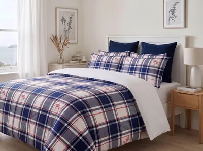 Obrázok produktu pre Sada posteľnej bielizne L'essentiel Maison, tmavomodrá/biela, 70 % bavlna, rozmer 155x220 cm