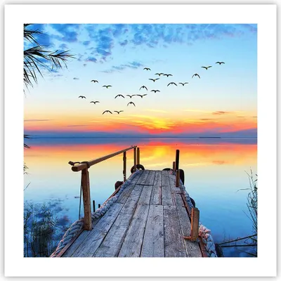 Produktbild von Poster - Poster ohne Rahmen - Brücke See - 50x50 cm - Wand Bild - Wanddeko - Wandbilder - Kunstposter - Wandposter - Bilder - Kunstdruck - Wanddekoration - Wandbild - P2XAC50x50-3818