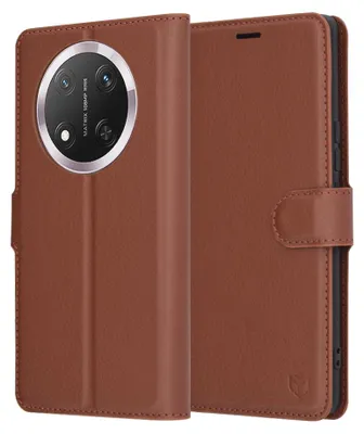 Produktbild von Techsuit Leder-Folio-Hülle für Honor Magic7 Lite / X9c – braun