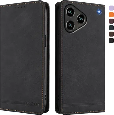Image de Etui pour ZTE Blade A76 4G, étui rétro en cuirPolyuréthaneavec support et fentes pour cartes de crédit Noir