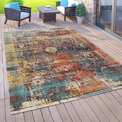 Immagine prodotto di Tappeto da esterno Balcone Terrazza Tappeto da cucina vintage Motivo orientale Rombi Etnico Dimensioni 60x100 cm