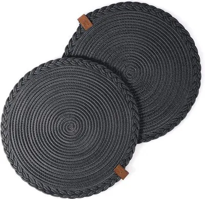 Image de Rondelles en coton noir, lot de 2, 32 cm, lavables