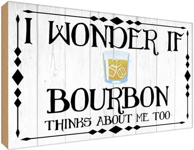 Produktbild von vianmo Holzschild 30x40 cm i wonder if Bourbon thinks about Spruch Zitat