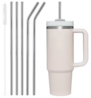 5er-Set Edelstahl-Trinkhalme, 1,2 l, wiederverwendbar, mit Reinigungsbürste