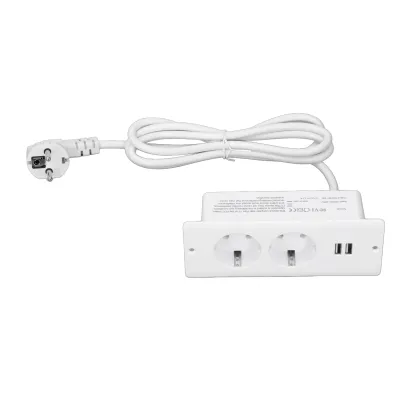 Obrázok produktu pre Zabudovaná zásuvka, 2 porty USB, 2 porty 10 A, zabudovaná zásuvka v stole, napájací rozbočovač s 1,5 m káblom