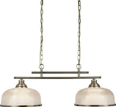 Produktbild von Hängeleuchte Metall Glas H: max. 120 cm in Messing Antik E27 2-flammig Jugendstil Pendelleuchte