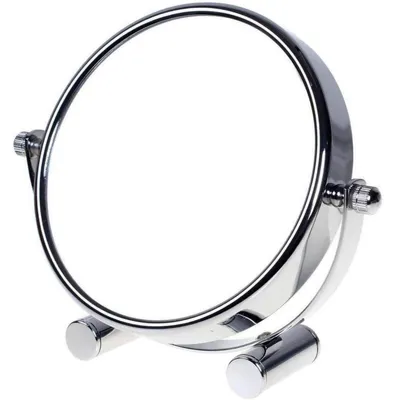 Immagine prodotto di Specchio da trucco con ingrandimento 5x, specchio da tavolo da 5 pollici, rotazione a 360°, finitura argento cromata