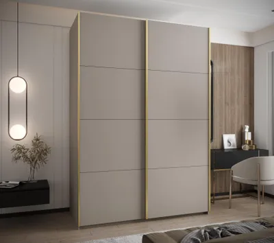 Produktbild von Zweitüriger Kleiderschrank SAMARA 1 – 170 cm, Kaschmir/Gold