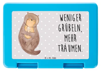 Produktbild von Mr. & Mrs. Panda Bentobox Otter Muschel - Grau Pastell - Geschenk, Grübeln, Optimistisch, Motivation, Snackbox, Vorratsbehälter, Lunchbox, Fischotter, Büro, Meal Prep Box