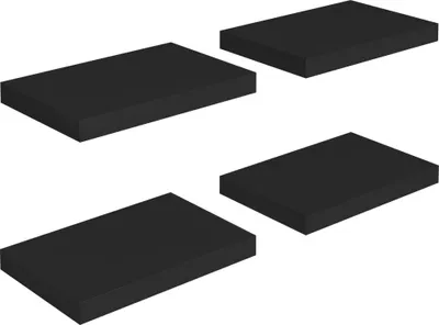 Image de Étagères murales flottantes 4 pcs noir 40x23x3,8 cm MDF