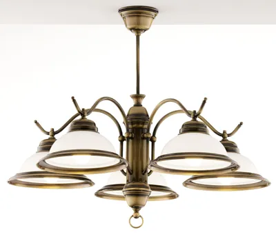 Produktbild von JUPITER Kronleuchter OPAL Klassisch 5-flammig Messing Altgold Weiß E27 Stahl Metall