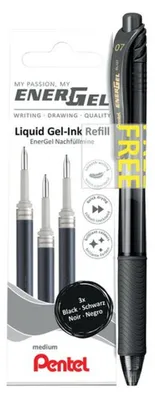 Immagine prodotto di Pentel LR7-3A-PROMO Ricarica roller in gel liquido LR7, confezione PROMO, nero