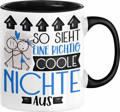 Produktbild von Nichte Geschenk Tasse Geschenkidee für Nichte Geburtstag Weihnachten Spruch So Sieht Eine Richtig Coole Nichte Aus Kaffee-Becher  (Schwarz)