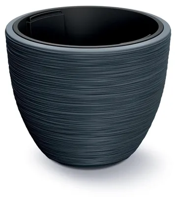 Obrázok produktu pre Veľký antracitový kvetináč s vnútornou vložkou, priemer 30 cm
