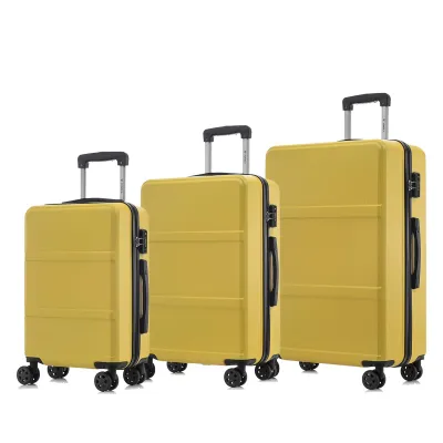 Produktbild von Premium Reisekoffer TSA-Schloss,YKK-Reißverschluss Hartschalen-Koffer Trolley Kabinenkoffer Rollkoffer Suitcase Handgepäck  (Gelb, M-L-XL-Set)