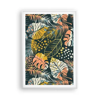 Produktbild von Gerahmtes Poster - Weißer Rahmen - Blätter modern bunt - 70x100 cm - Wand Bild - Wanddeko - Wandbilder - Kunstposter - Wandposter - Bilderrahmen - Bilder - Kunstdruck - P2WPA70x100-4630