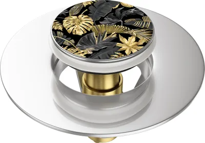 Produktbild von SANILO® Pop-Up Waschbeckenstöpsel, universal Pop Up Abflussstopfen mit Motiv - Golden Leaves