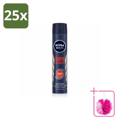Imagen del producto de 25 unidades de NIVEA MEN Desodorante Antitranspirante en Spray Dry Impact, 200 ml - Paquete ahorro
