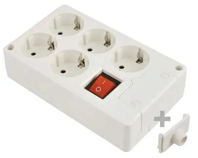 Productafbeelding van Wandcontactdoos met 5 stopcontacten en schakelaar, model Solera 8105il
