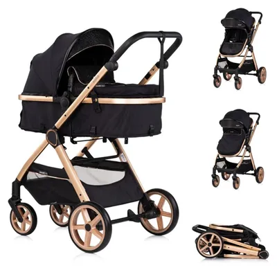 Produktbild von Chipolino Kombikinderwagen 2 in 1 Vista Wickeltasche, Fußabdeckung, Korb, Gurt schwarz