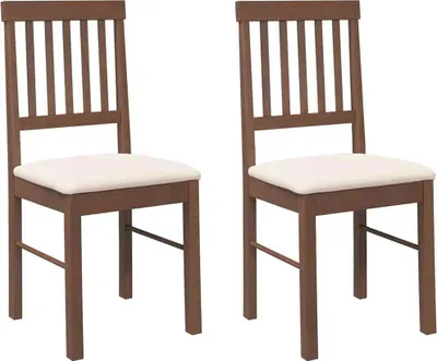 Image de vidaXL Chaises de salle à manger avec coussins 2 pcs. Marron Bois massif Hévéa