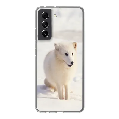 Produktbild von MuchoWow® Handyhülle Schutzhülle Hülle für Samsung Galaxy S21 FE Fuchs - Schnee - Weiß Silikon Softcase Handy Hülle - Mobiltelefonhülle
