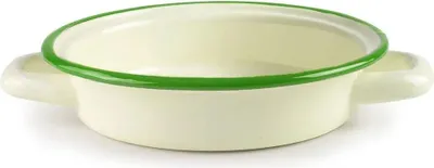 Produktbild von Emaillierter Stieltopf 14cm mit grünem Rand