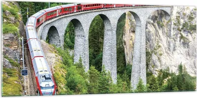 Produktbild von Bilder auf glas - Einteilig - Viadukt Landwasser Zug - 120x50cm - Glasbilder - Wandbilder - Bilder - zum Aufhängen bereit - Wanddekoration aus Glas - Glas Bilder - Wandbild auf Glas - GAB120x50-4605