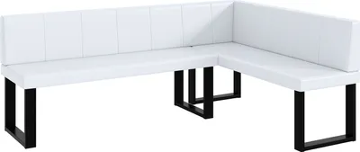 Produktbild von MEBLINI Eckbank für Esszimmer - Küchenbank - Essecke - Sitzecke Küche - PETER - U-Beine 142x196x87cm Rechts - Weiß Kunstleder