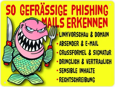 Produktbild von Phishing Mails Metallschild XL in 21x28 cm in gelb zum Thema Phishing Mails