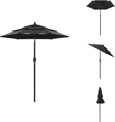 Produktbild von vidaXL Sonnenschirm mit Aluminium-Mast 3-lagig Schwarz 2 m - Sonnenschirme & Sonnenschutze
