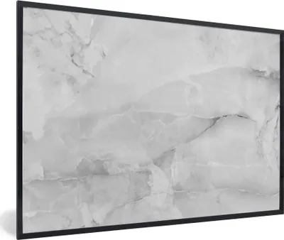 Produktbild von MuchoWow® Gerahmtes Poster Marmor - Stein - Weiß - Grau - Marmoroptik 90x60 cm - Poster mit Schwarzem Bilderrahmen Wandposter Rahmen Foto Bilder - Fotorahmen - Foto-Plakat